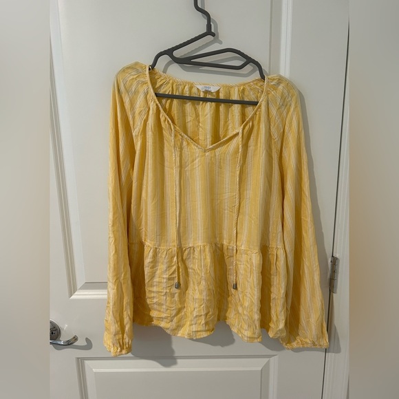Yellow Striped Peplum Top - Picture 1 of 7